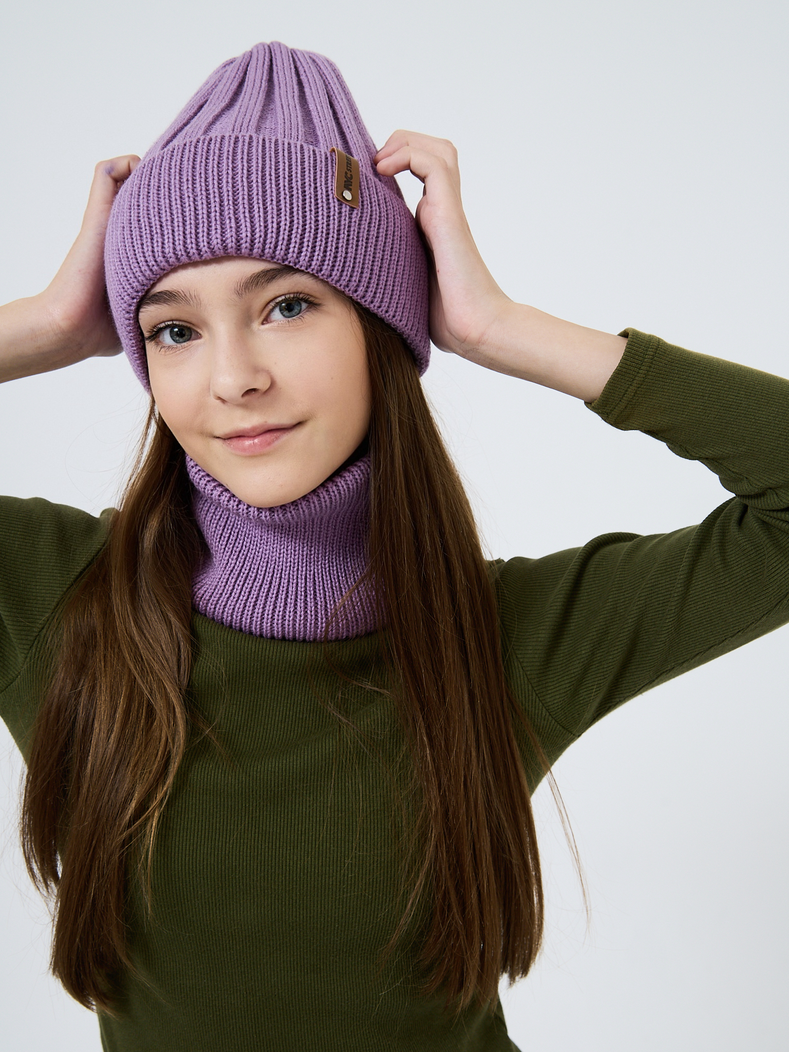 Шапка и снуд NYCkids NYC-H-54-WIDEstr-purp - фото 15