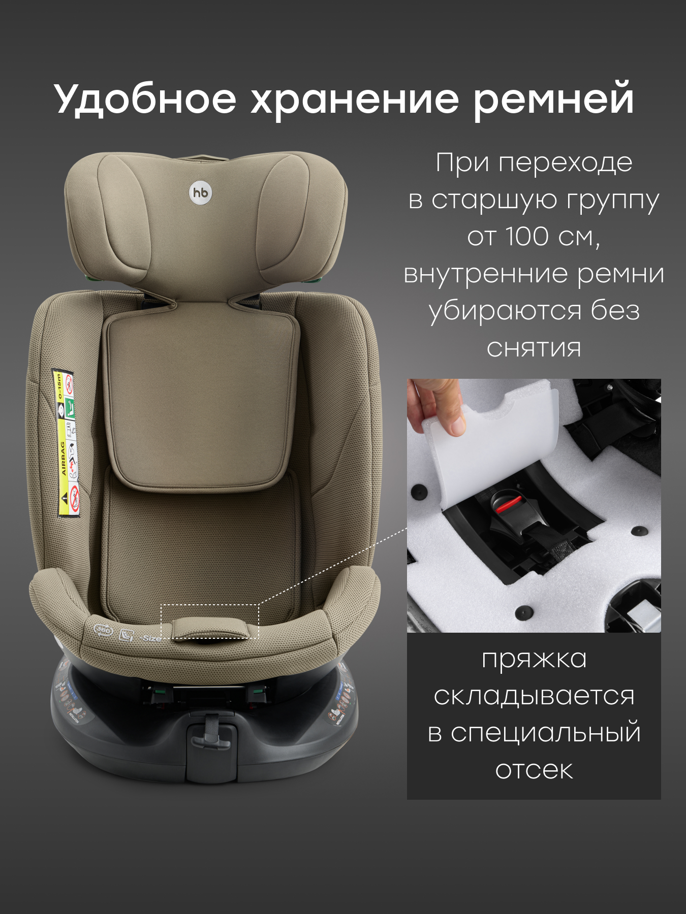 Автокресло Happy Baby Kidster Isofix 0+/1/2/3 (0-36 кг) зеленый - фото 15