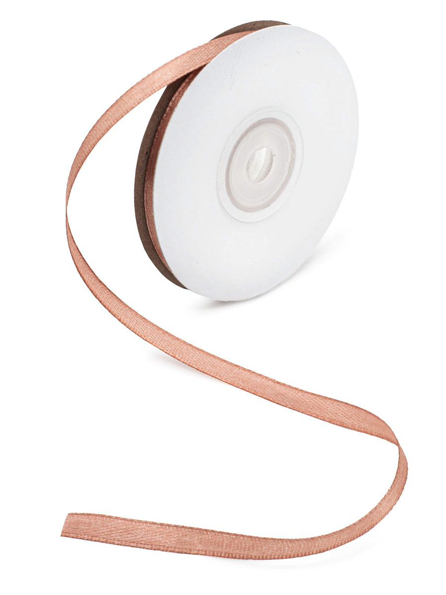 Лента Айрис атласная упаковочная флористическая 6 мм 22.86 м 066 розово - бежевый - фото 2