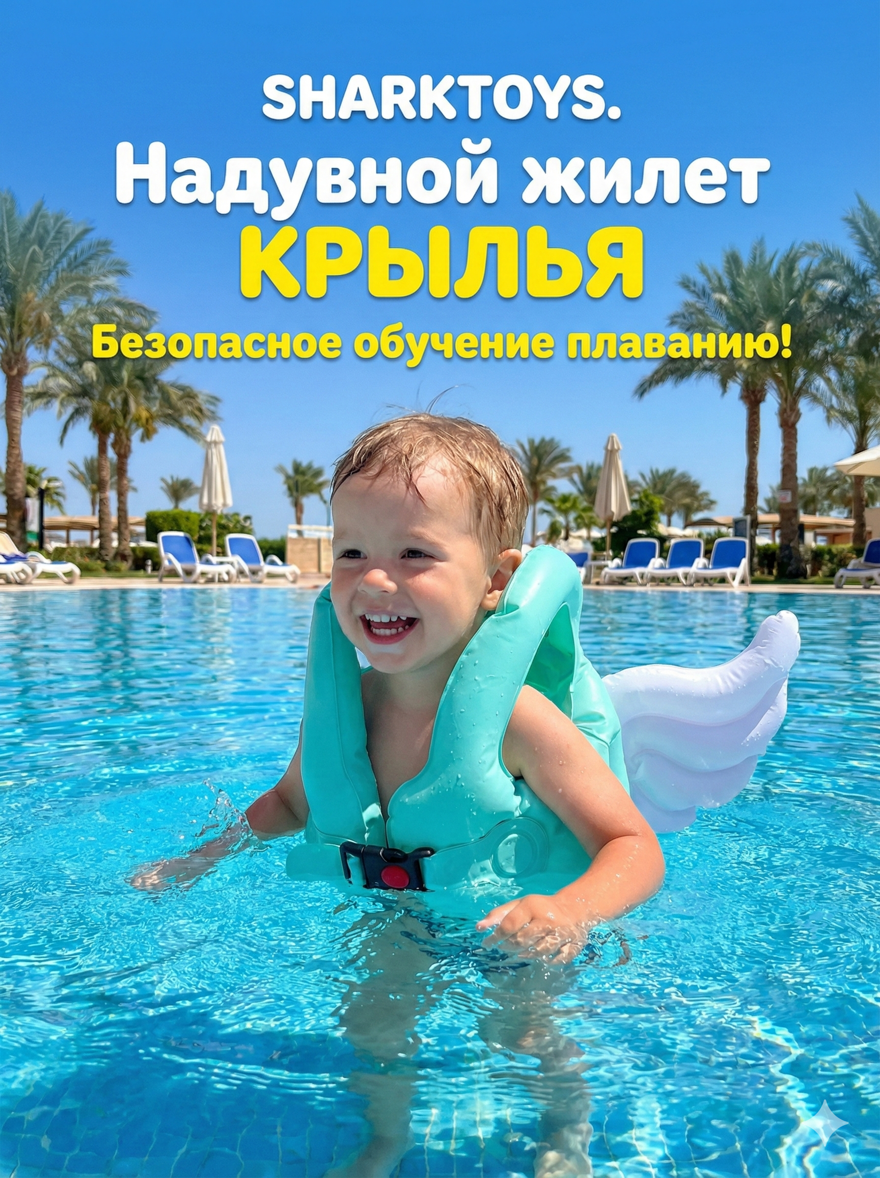 Детский жилет для плавания SHARKTOYS Крылья размер L от 5 до 8 лет - фото 1