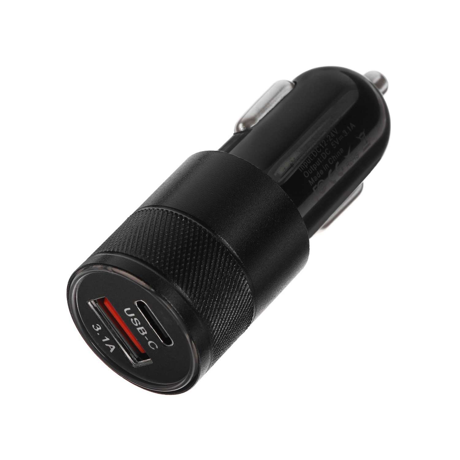 Зарядное устройство Cartage 12-24В USB Type-C 3.1А черный 9445493 - фото 1
