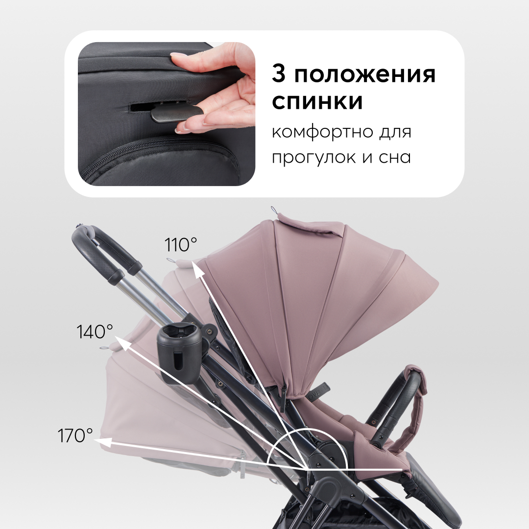 Коляска прогулочная Happy Baby Luna розовый - фото 6