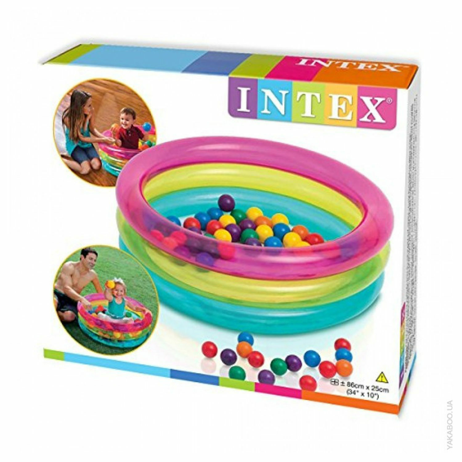 Сухой надувной бассейн Intex с шариками классический 86х25 см 1-3 года - фото 3