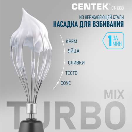 Блендер CENTEK CT-1333 Черный/сталь 1500Вт подсветка мягкое покрытие soft touch