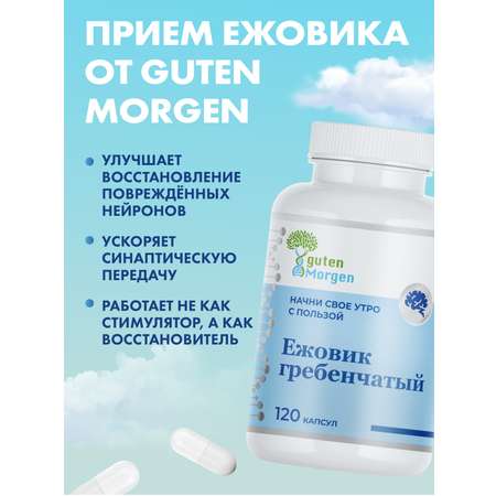 Ежовик гребенчатый мицелий Guten Morgen капсулы 700 мг для мозга и памяти, ions mane