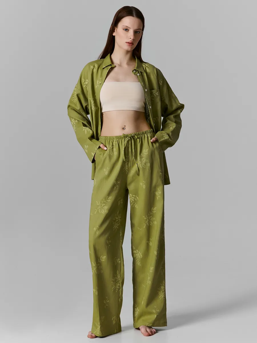 Брюки Mark Formelle (Марк Формэль) 532431/цветы на оливковом - фото 1