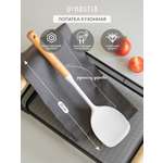 Лопатка кулинарная DeNASTIA Силвуд 33x8.5x4 см силикон бук светло-серый A000348