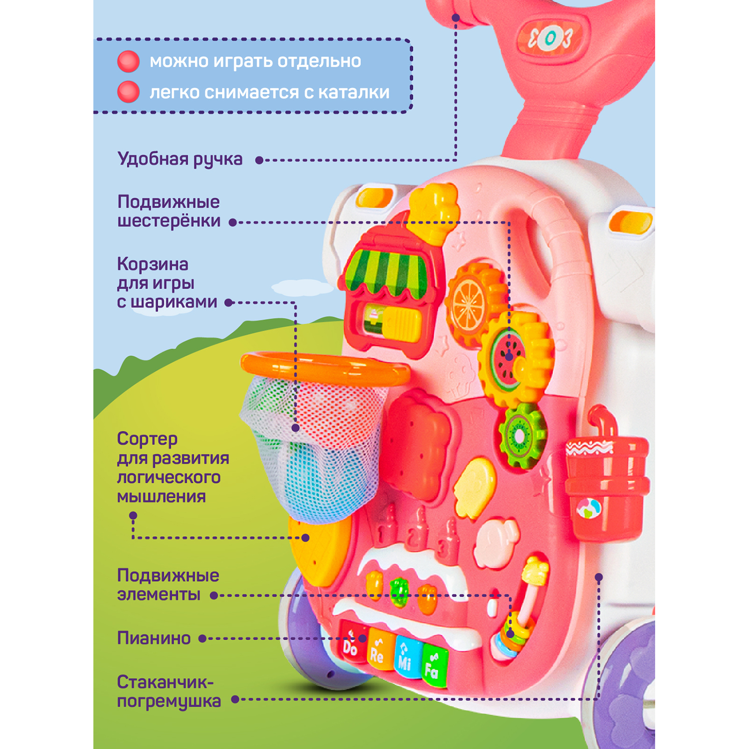 Ходунки Smart Baby Музыкальный бизиборд - фото 4