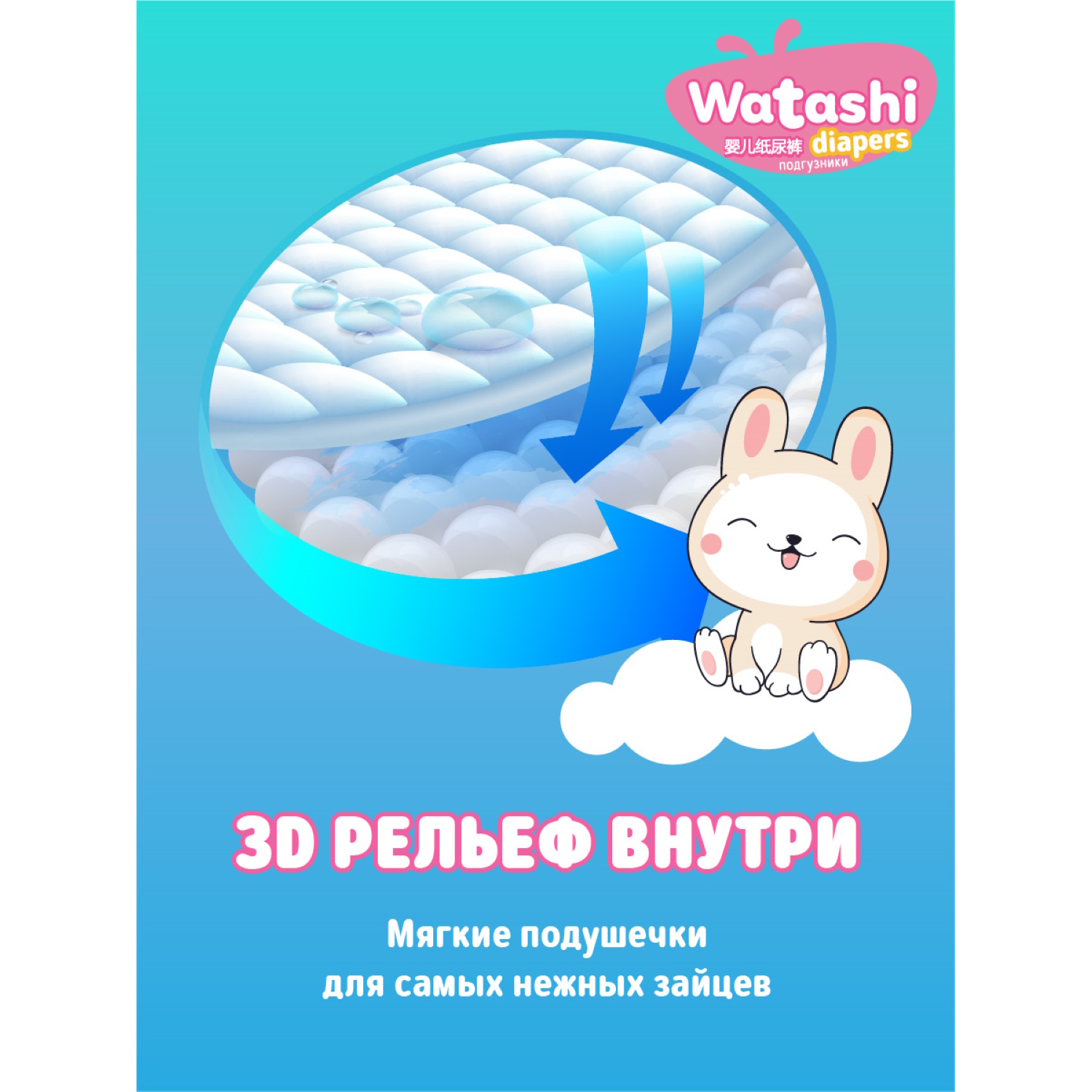 Подгузники WATASHI S (3-6 кг) 24 шт. - фото 9