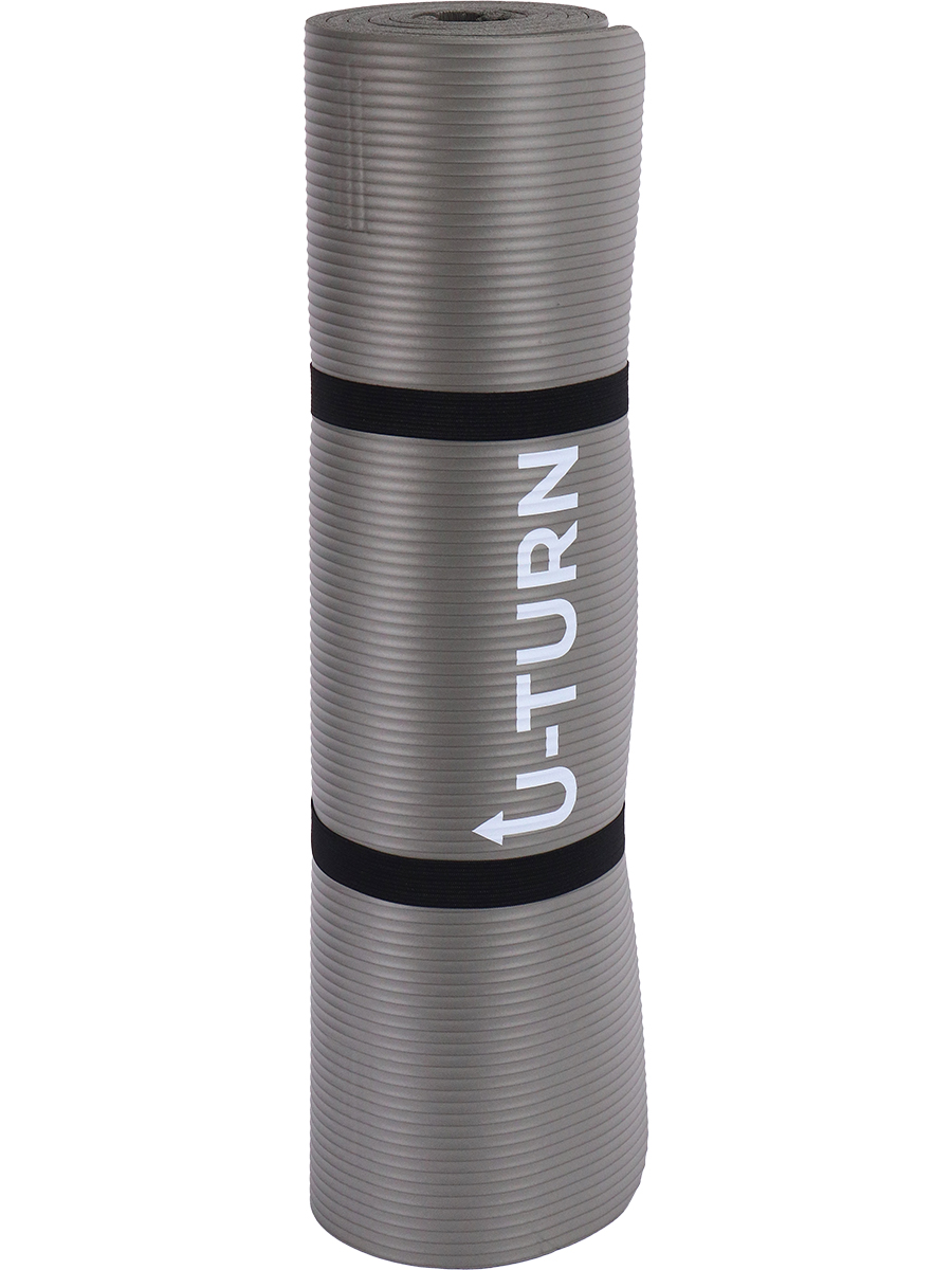Коврик спортивный U-TURN для фитнеса и йоги серый - фото 6