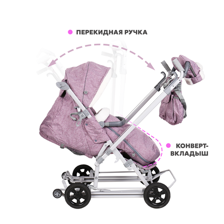 Санки-коляска NiKA kids Наши детки с колесами, складные, с перекидной ручкой