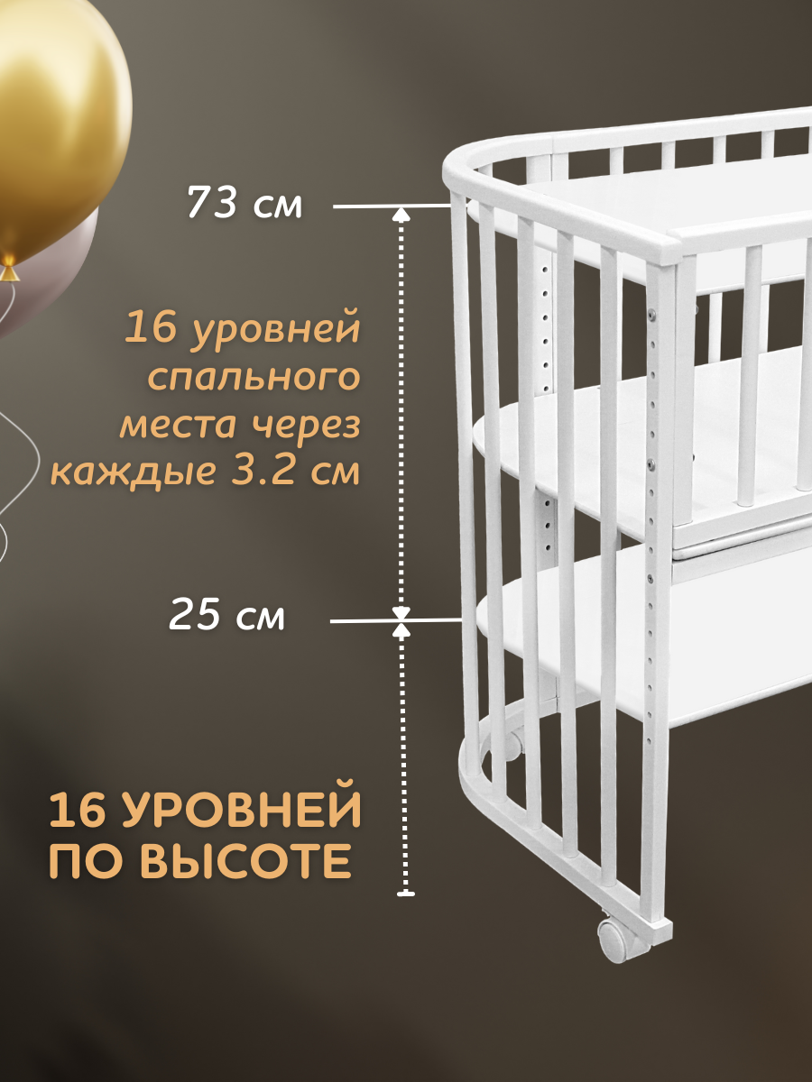 Детская кроватка Азбука Кроваток овальная, без маятника (белый) - фото 4