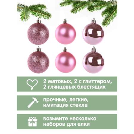 Набор ёлочных украшений Весёлый хоровод шары 6 штук