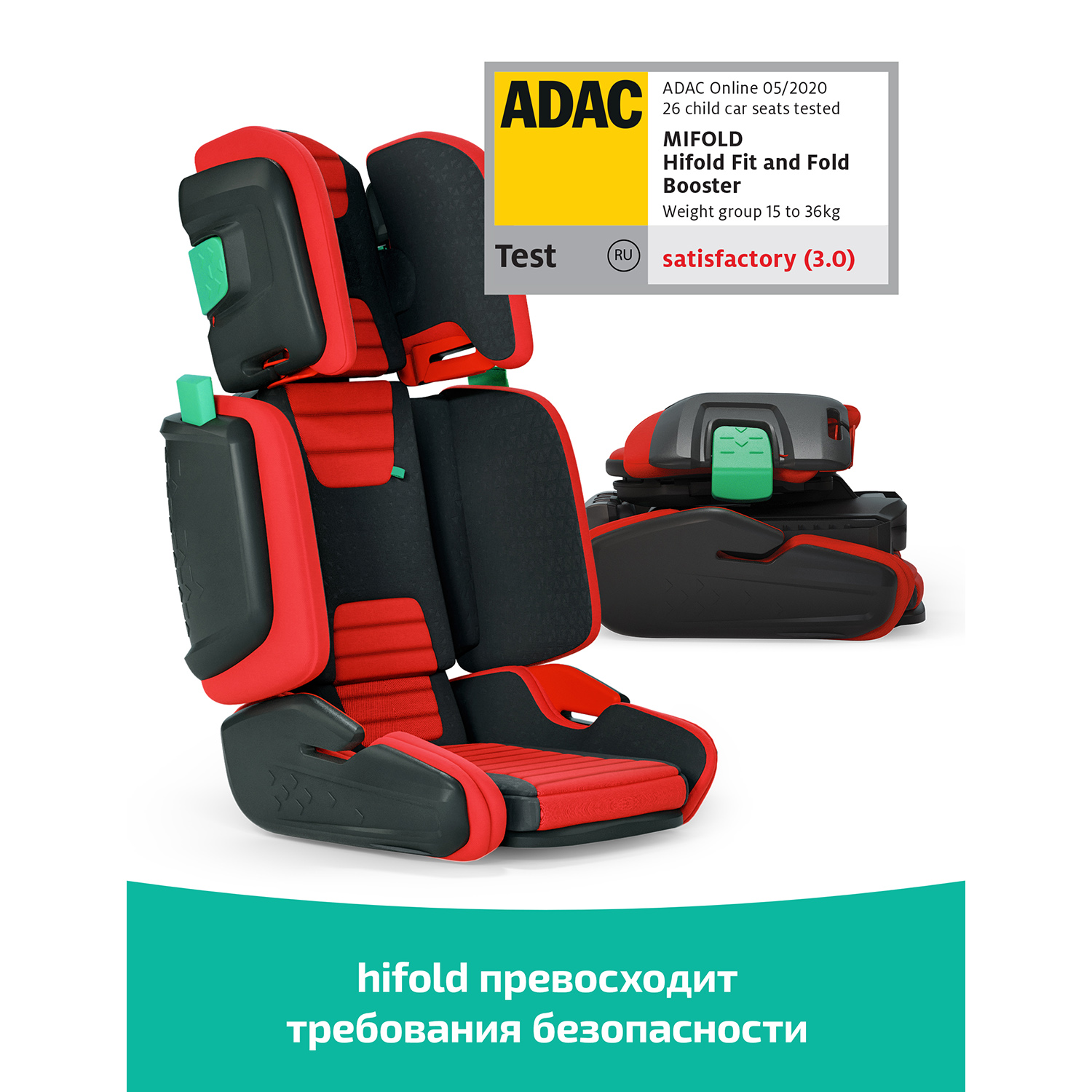 Автокресло Hifold Slate Grey 2/3 (15-36 кг) - фото 24