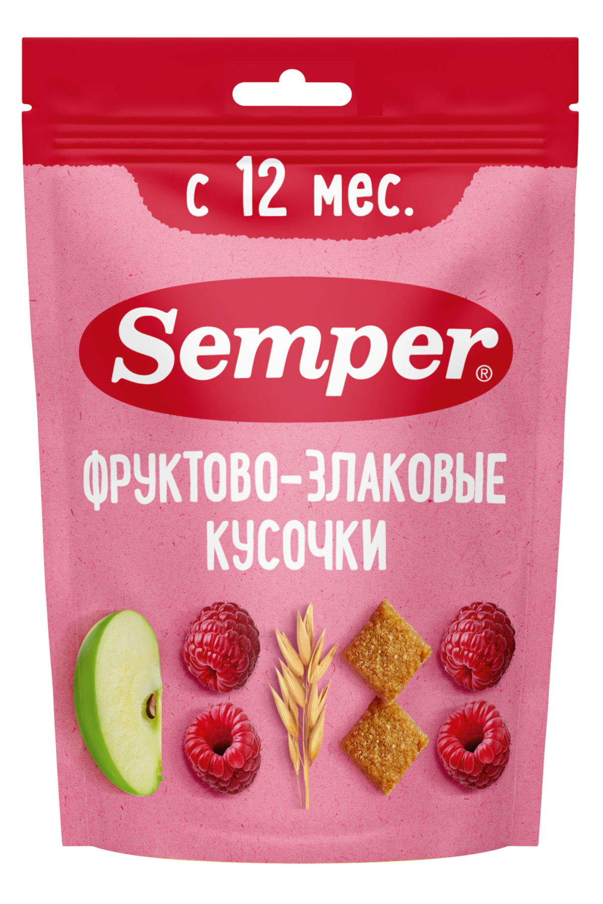 Фруктовые кусочки Semper Яблоко и малина с 12 мес 37 г - фото 1