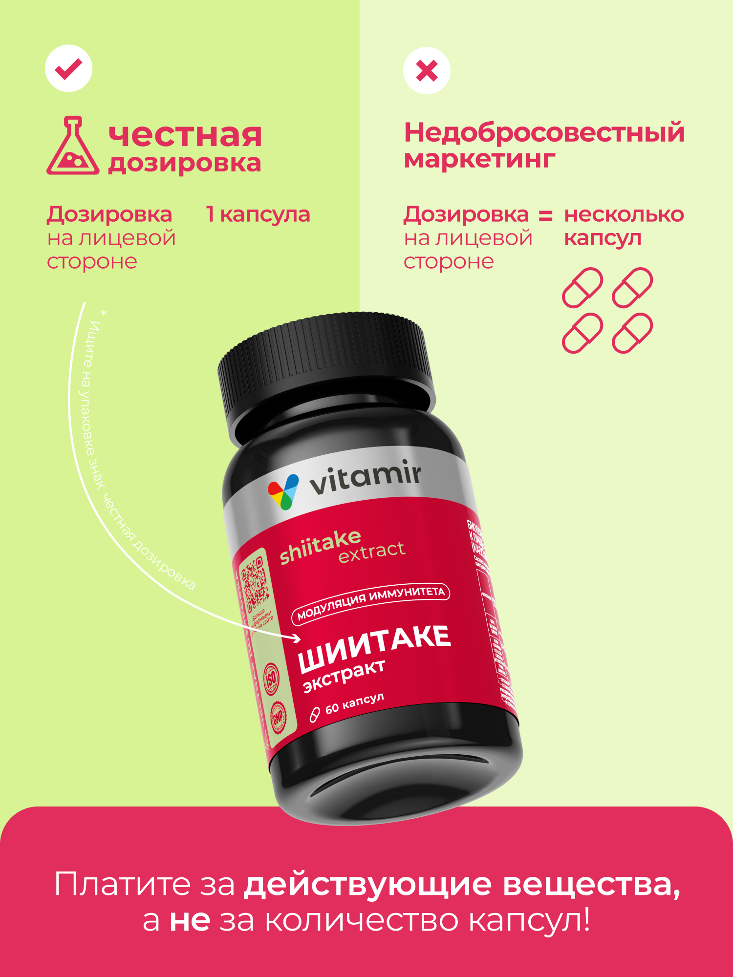 Шиитаке гриб экстракт VITAMIR с цинком для иммунитета и сердечно-сосудистой системы 60 капсул - фото 2