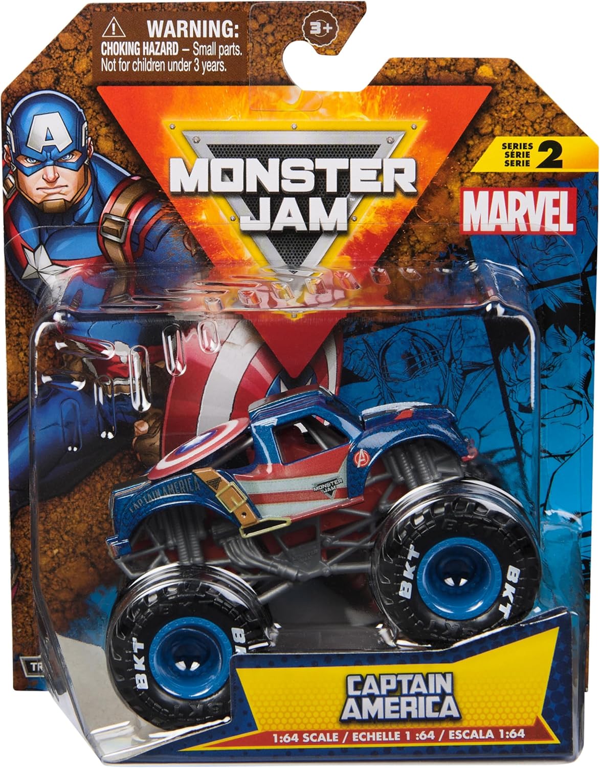 Монстр-трак Monster Jam Marvel Captain America 1:64 6069960 - фото 1