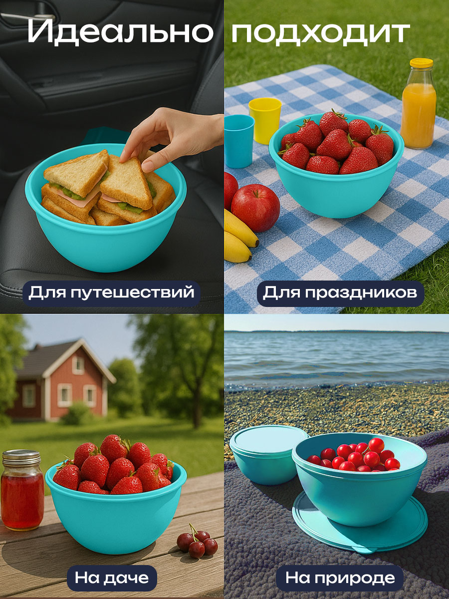 Набор мисок с крышками и салатников АНГОРА для кухни - фото 9