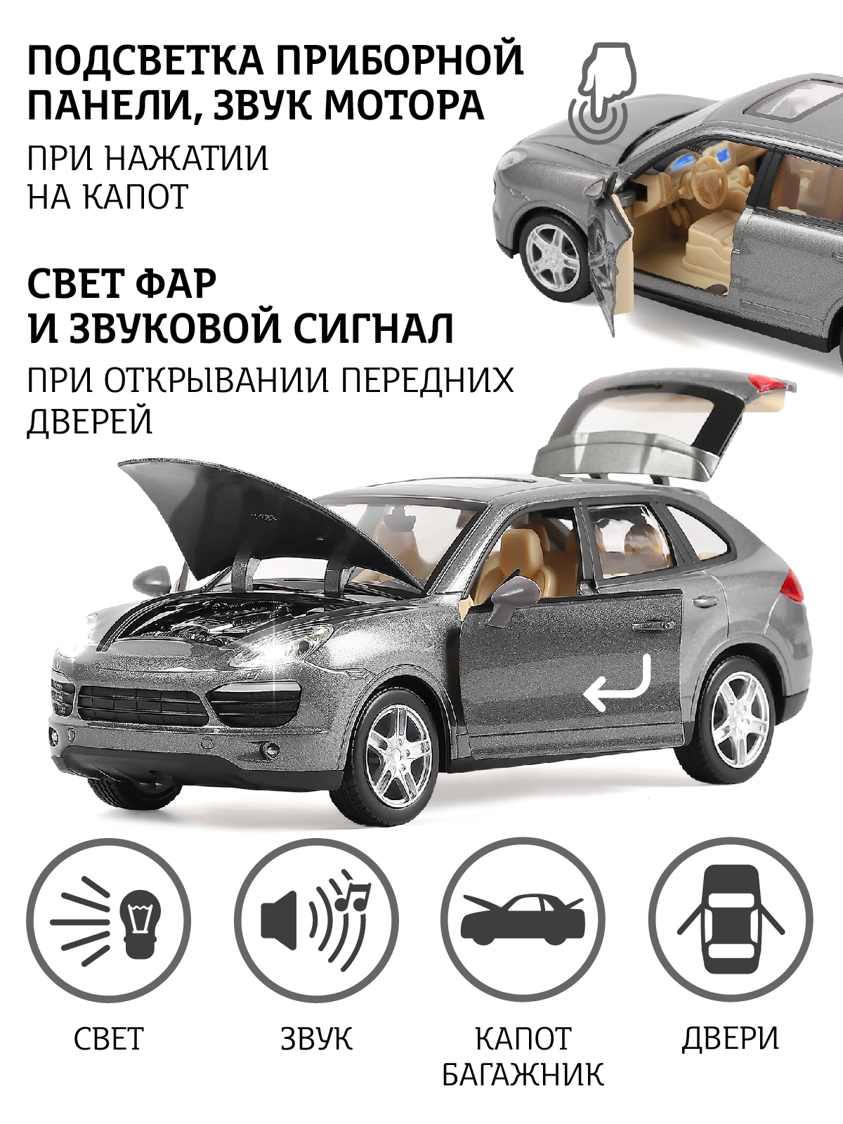 Внедорожник АВТОпанорама Porsche Cayenne S 1:24 JB1200119 - фото 2