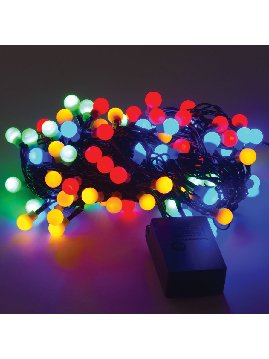 Электрогирлянда Золотая сказка светодиодная Шарики 100 ламп 10м многоцветная контроллер - фото 9
