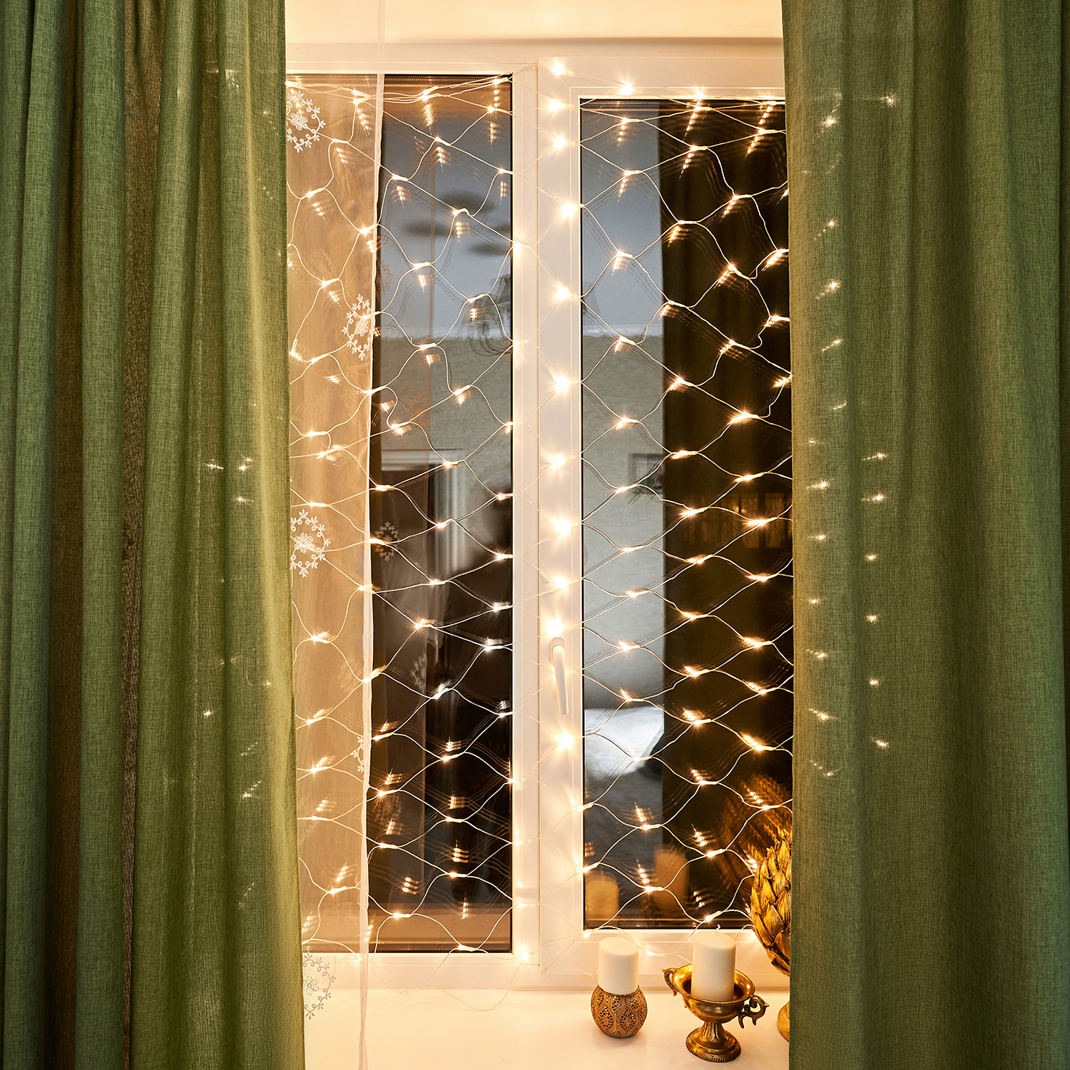 Светодиодная гирлянда NEON-NIGHT Сеть 1.8х1.5 м 8 режимов тепло-белое свечение 215-136 - фото 8