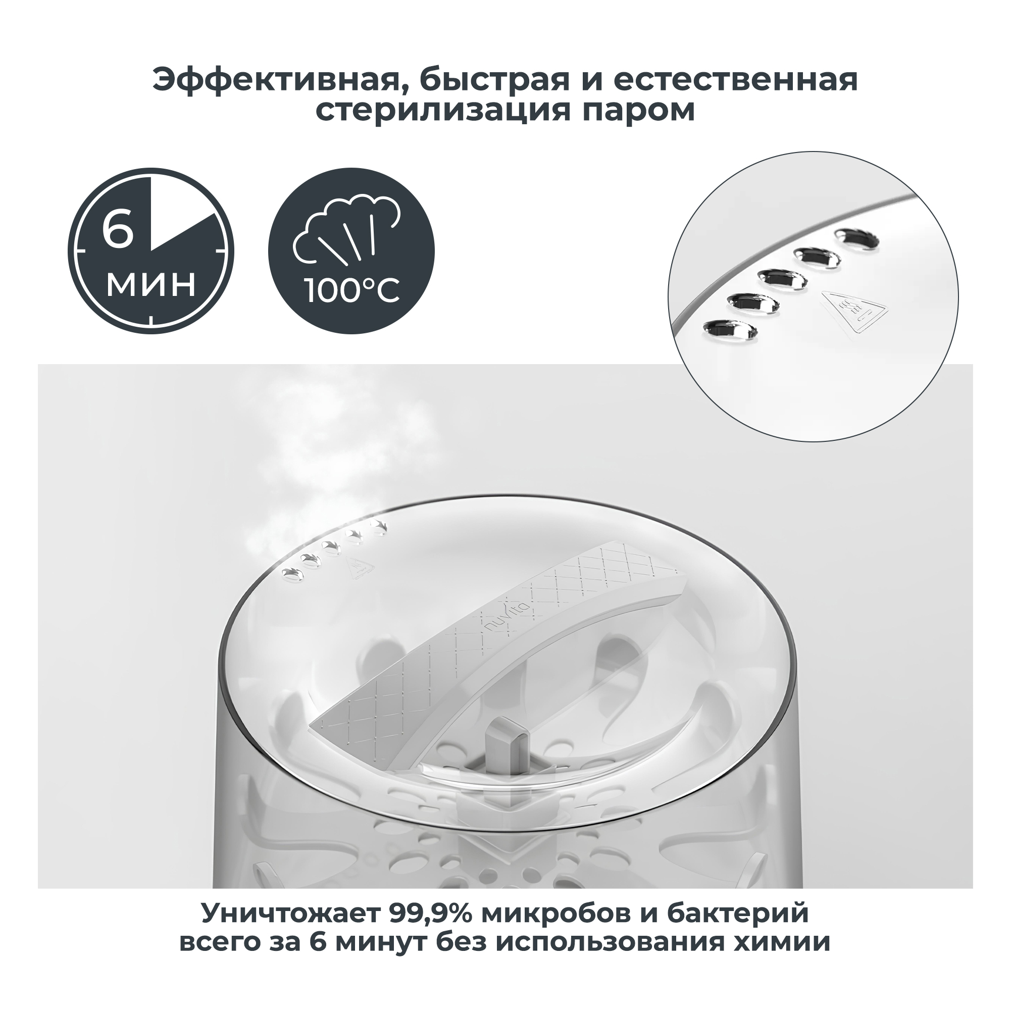 Стерилизатор для бутылочек и сосок Nuvita SteriEasy, паровой - фото 3