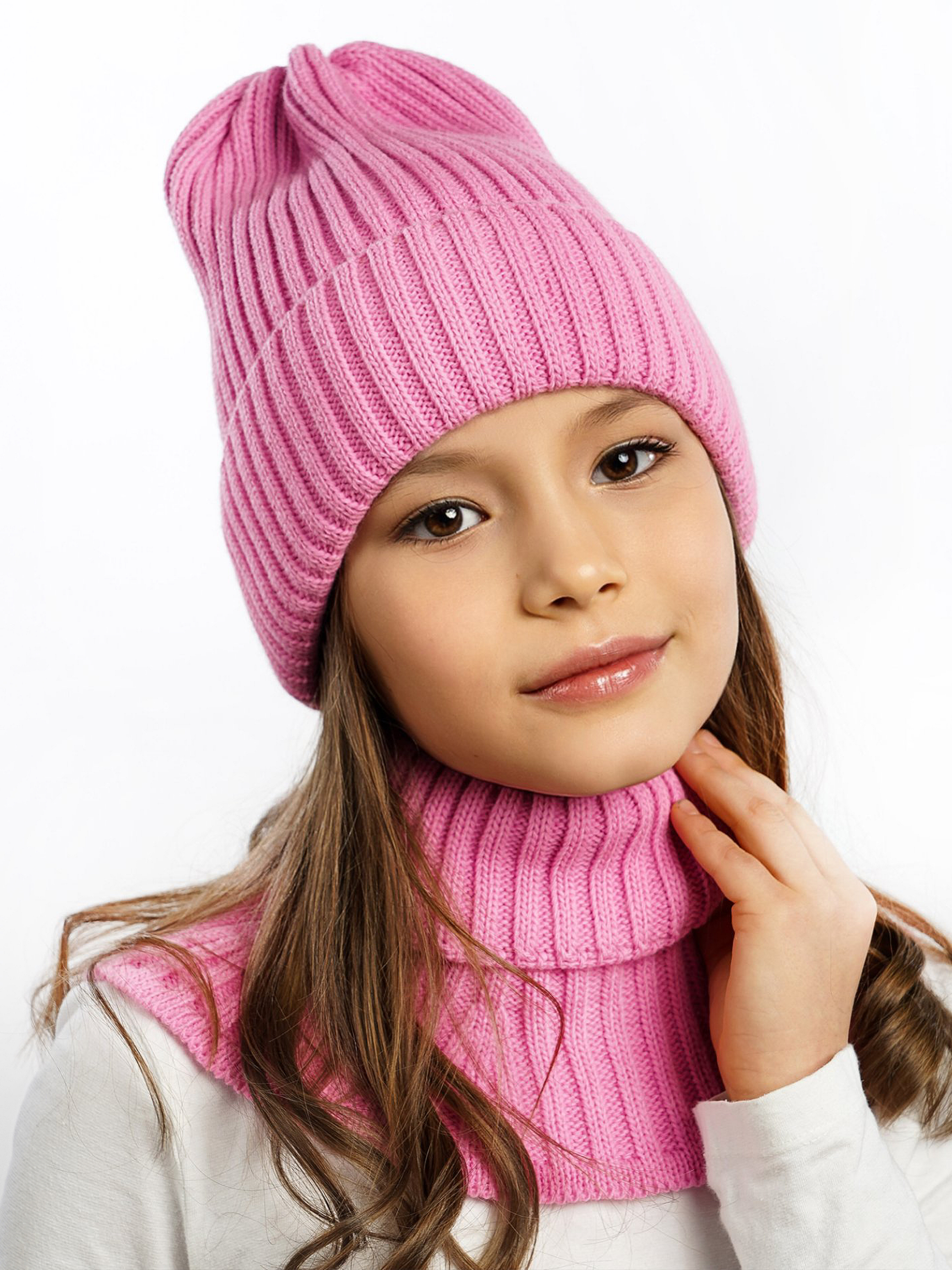 Шапка и снуд ПриКиндер U-W_233979 Цвет: Ярко-розовый - фото 1