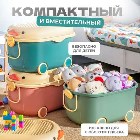 Ящик для хранения игрушек Solmax контейнер на колесиках 57х38х33 см синий