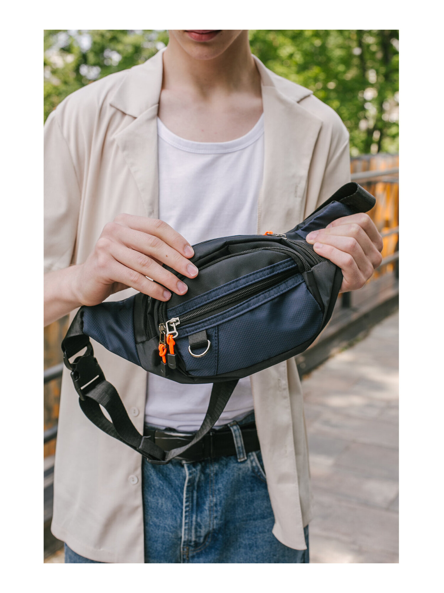 Сумка HEIKKI синий/оранжевый поясная - фото 13