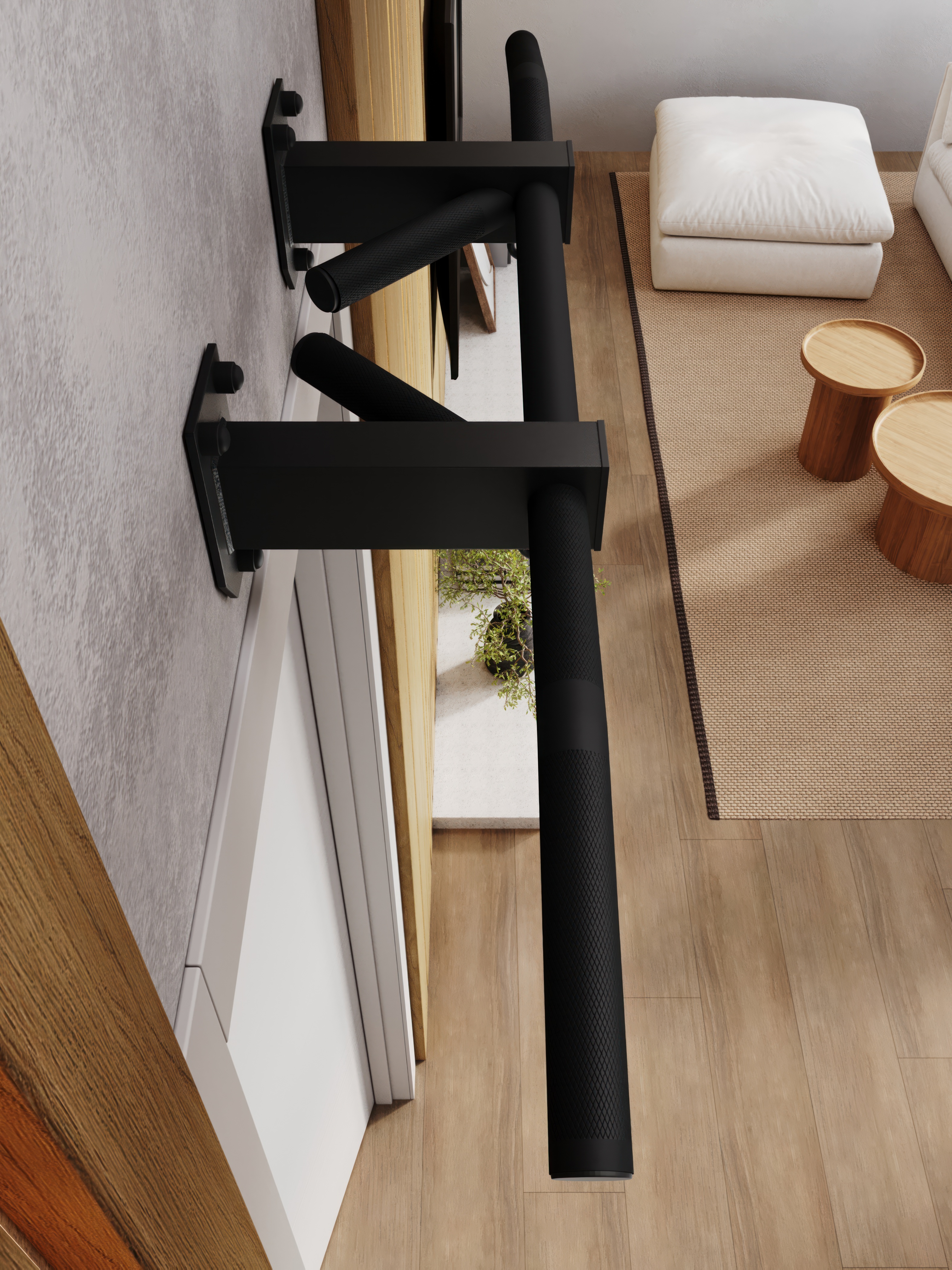 Турник наддверный "Буйвол" BLACK - стальное рифление - фото 11