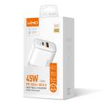 Сетевое зарядное устройство LDNIO A2526C + кабель Micro/PD+PPS+SCP + QC 4.0+ / 2×USB 3-12V 45W / белый