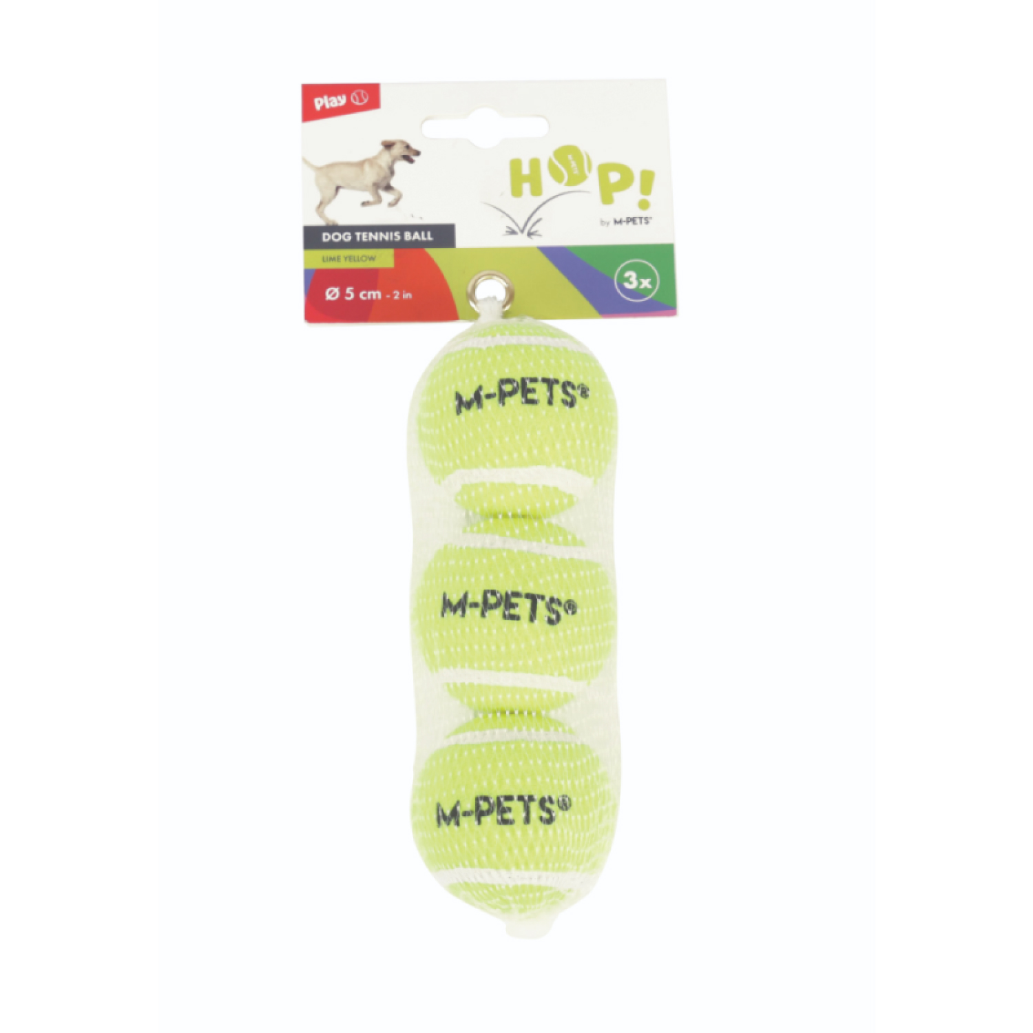Игрушка для собак M-PETS Hор теннисный мяч желтый 5см 3шт - фото 1