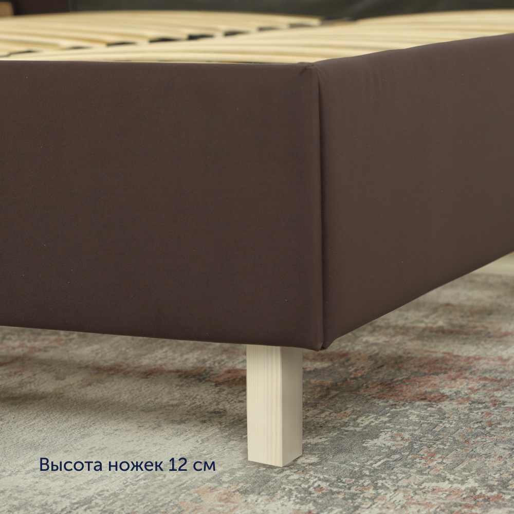 Двуспальная кровать buyson BuyGlory 200х160 коричневая микровелюр - фото 7