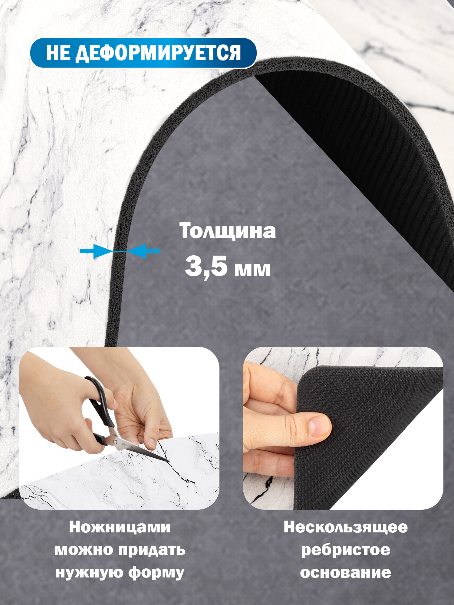 Коврик для сушки посуды BoomHouse нано впитывающий кухонный 30х40 см диатомитовый нескользящий - фото 4