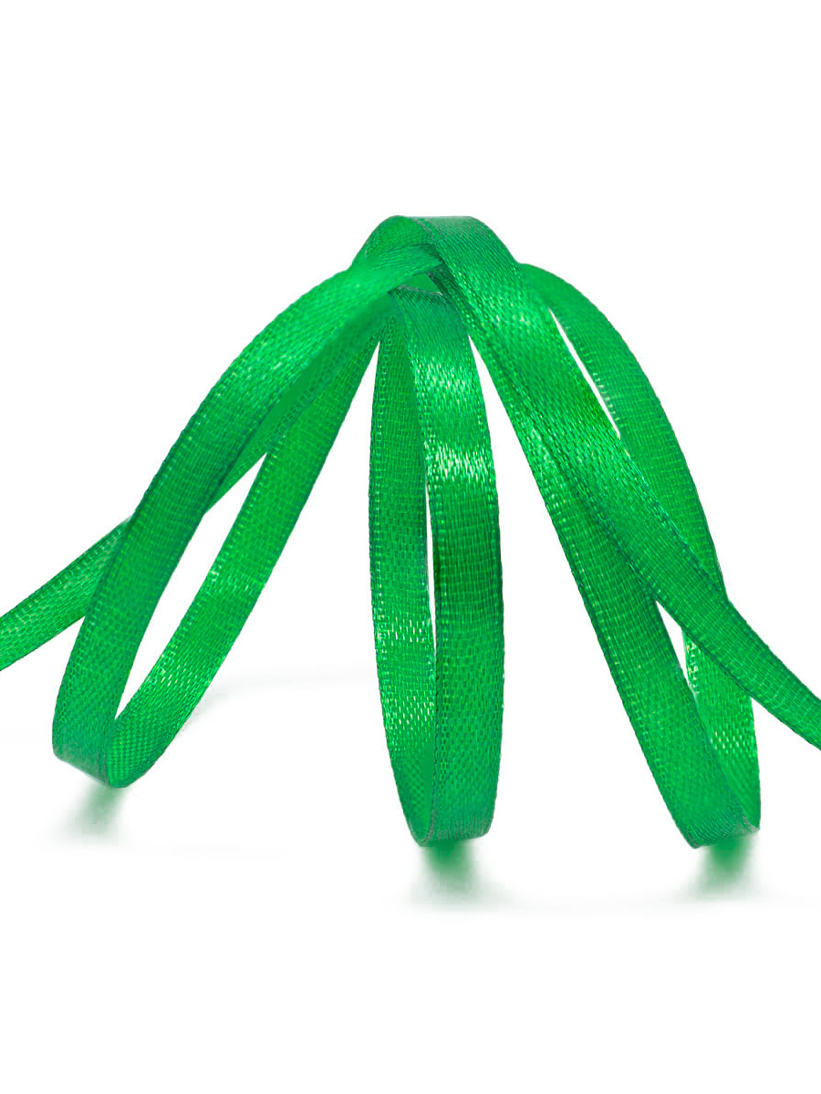 Лента Айрис атласная упаковочная флористическая 6 мм 22.86 м 092 зеленый - фото 3