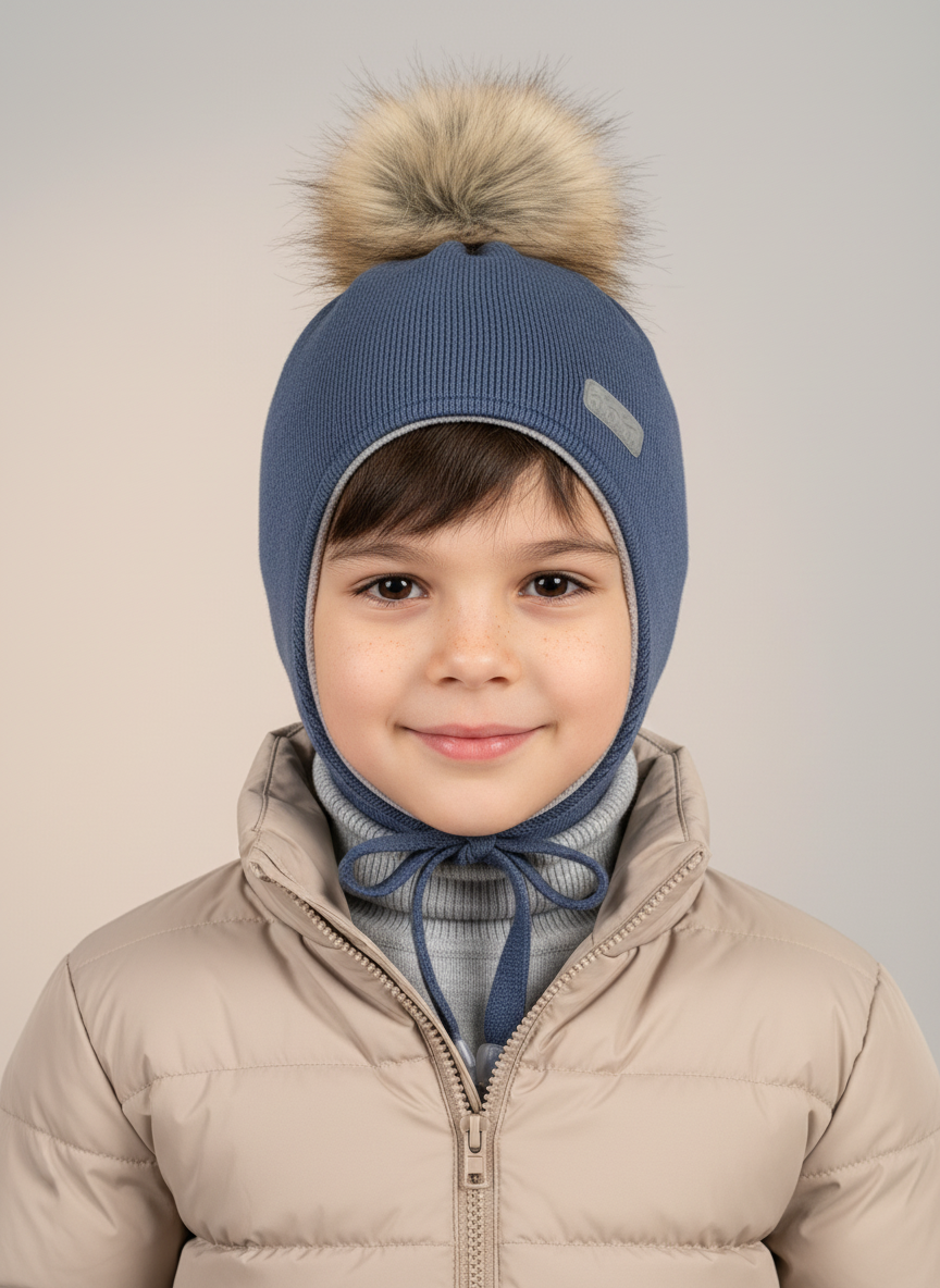 Изображение товара Зимняя детская шапка Arctic kids для мальчика 48 с помпоном