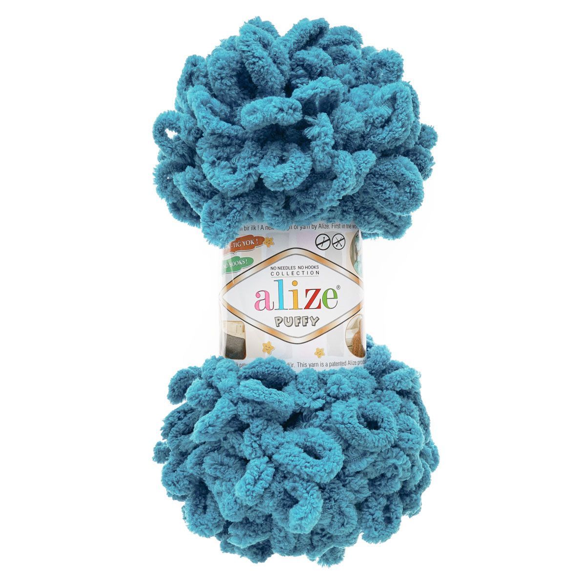 Пряжа для вязания Alize puffy 100 г 9 м микрополиэстер фантазийная плюшевая 294 петроль 5 мотков - фото 5