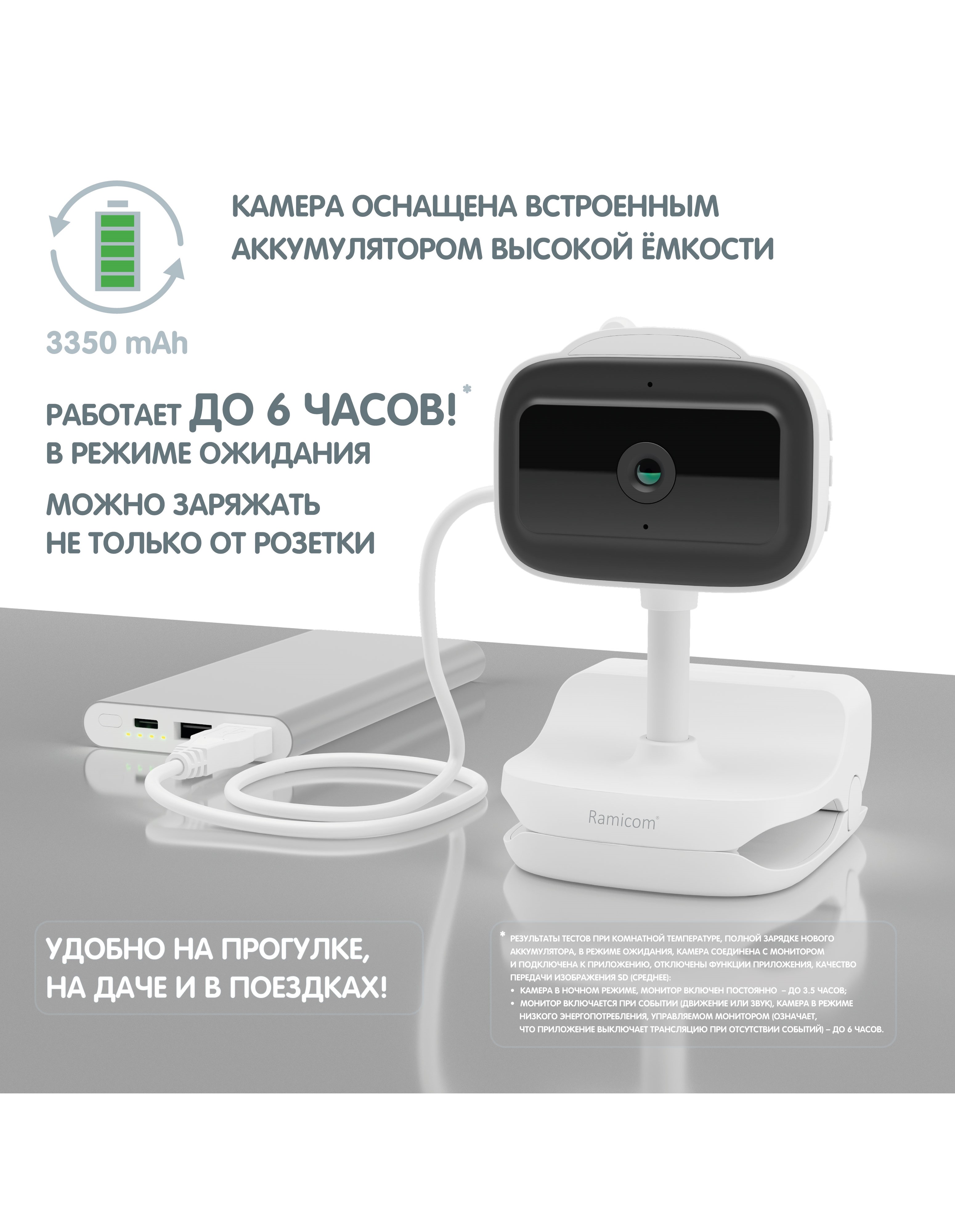 Видеоняня Ramili Автономная - с двумя камерами RV100VRC400C - фото 6
