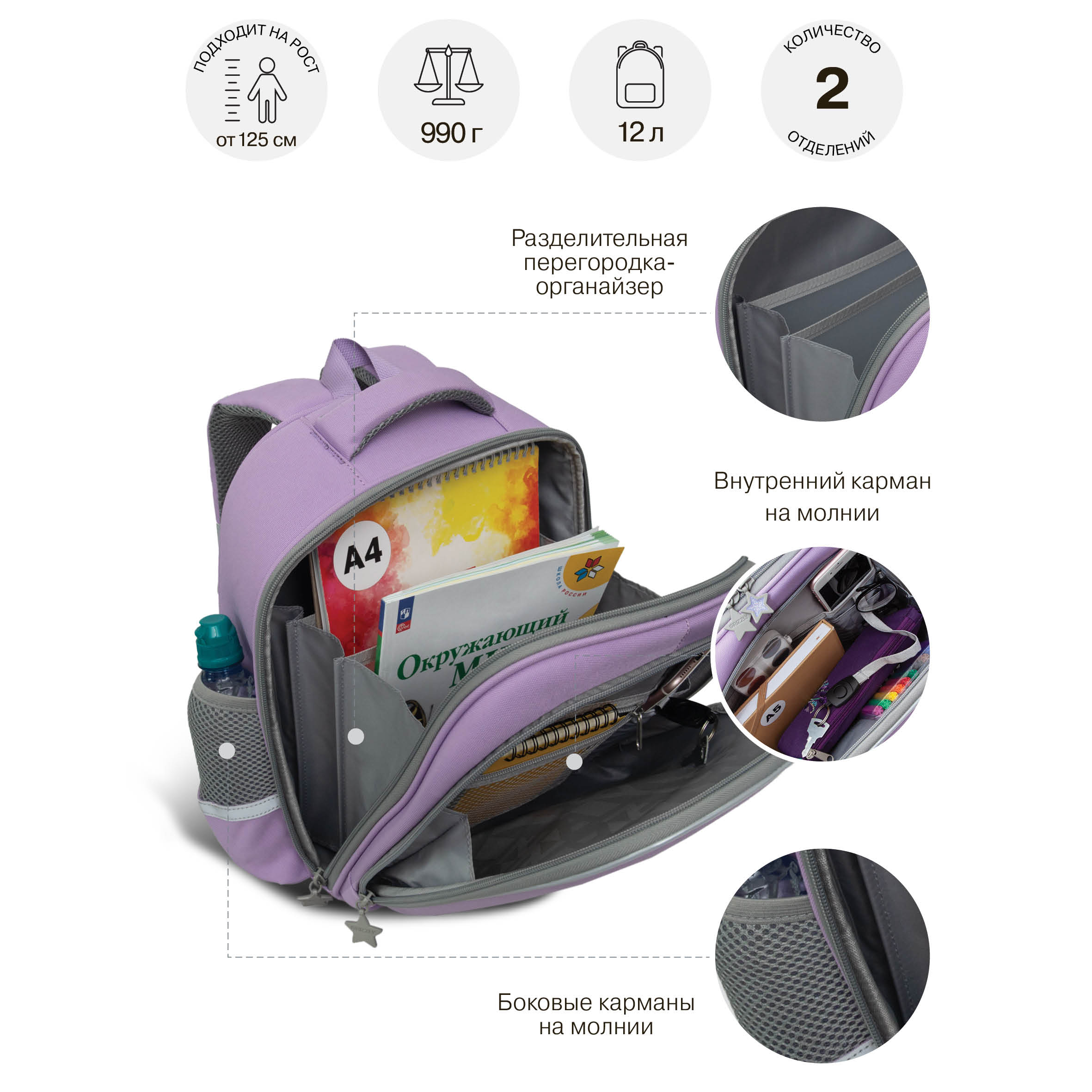 Ранец Grizzly для девочки - фото 7