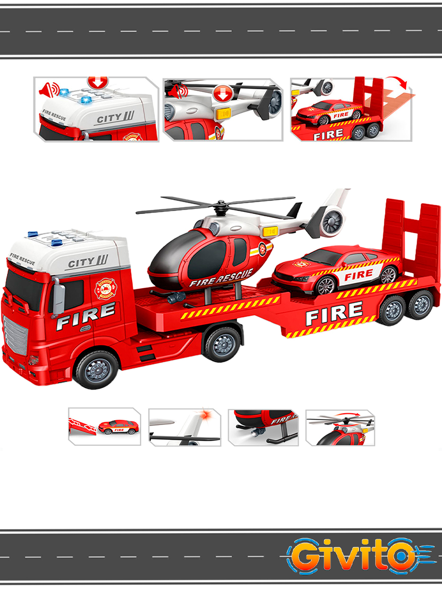Автовоз Givito Пожарный транспортер G235-476 - фото 3