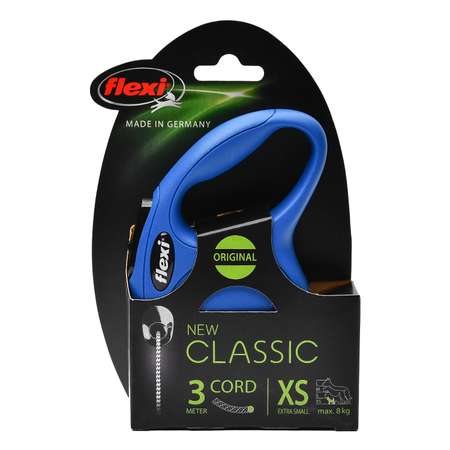 Рулетка Flexi New Classic XS трос 3 м до 8 кг Синяя
