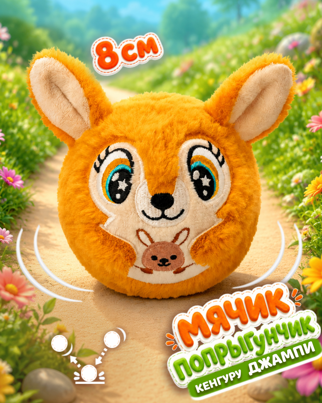 Мягкая игрушка Bouncibles попрыгунчик кенгуру 8 см - фото 1