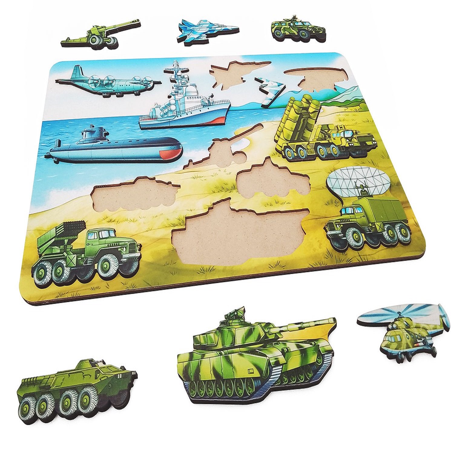 Игрушка Нескучные игры рамка-вкладыш Военная техника - фото 2