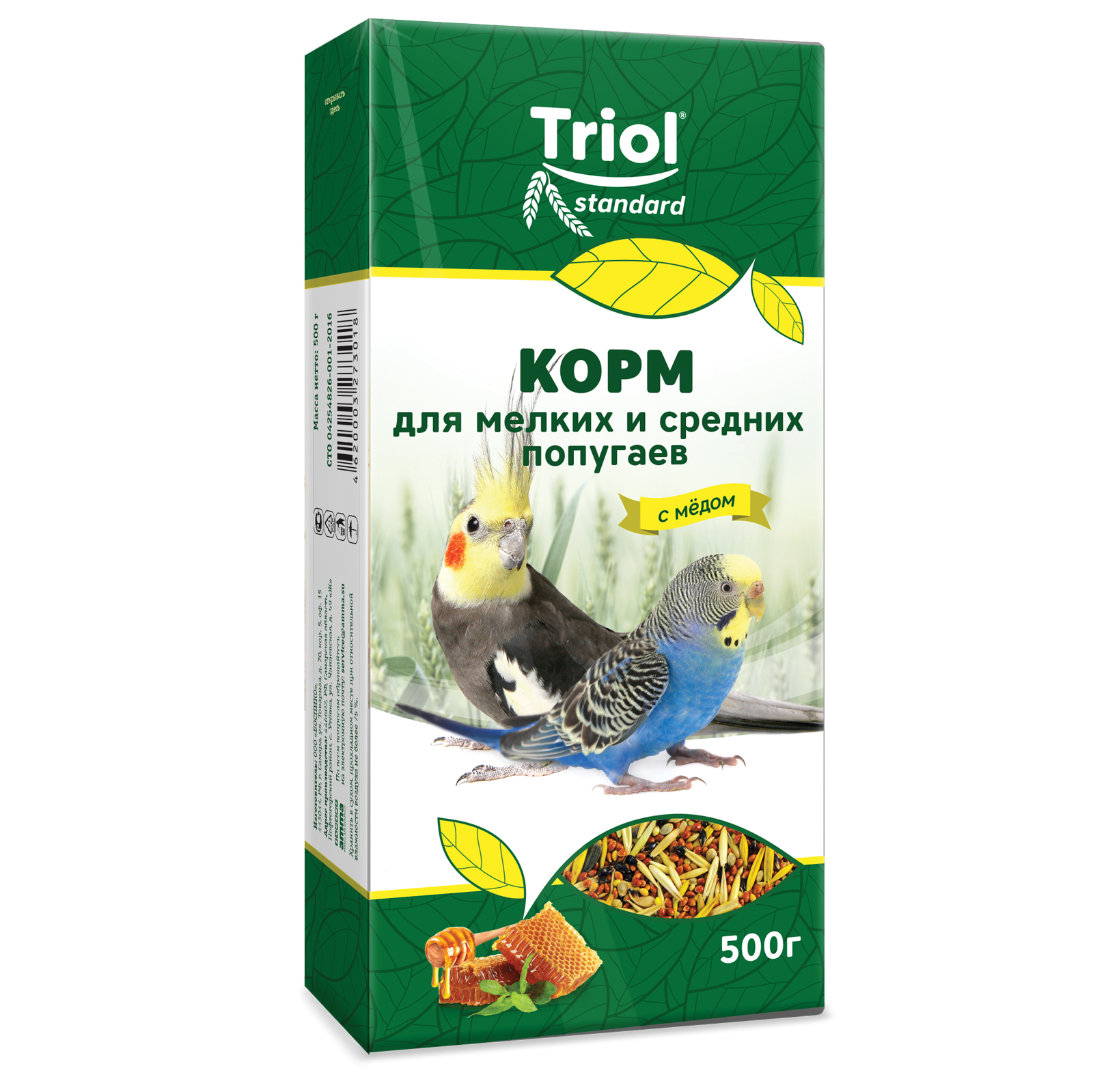 Корм для попугаев для Triol 500г Standard мелких и средних с мёдом - фото 2