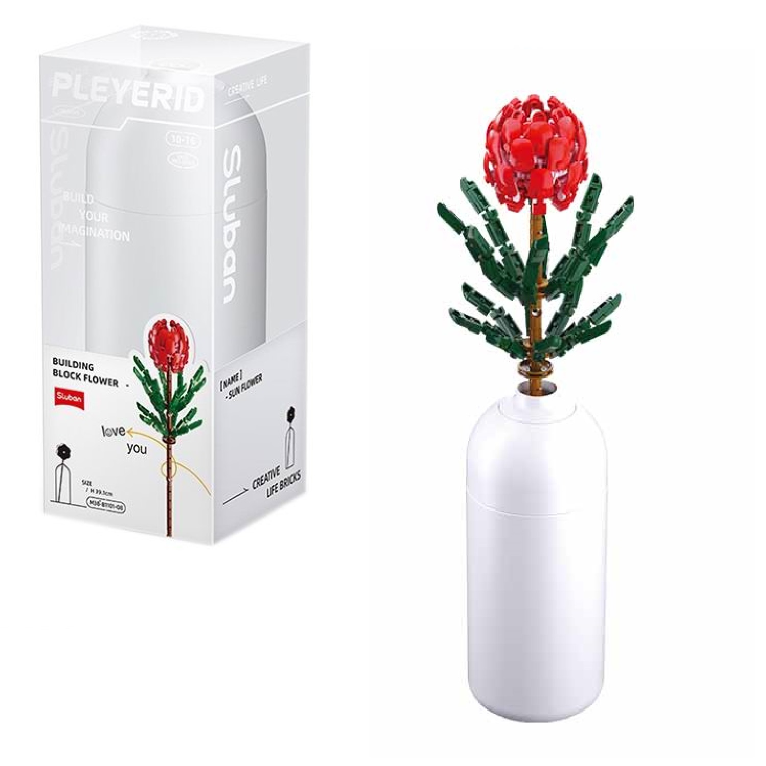 Конструктор SLUBAN Flower Роза в вазе 251 дет. - фото 3