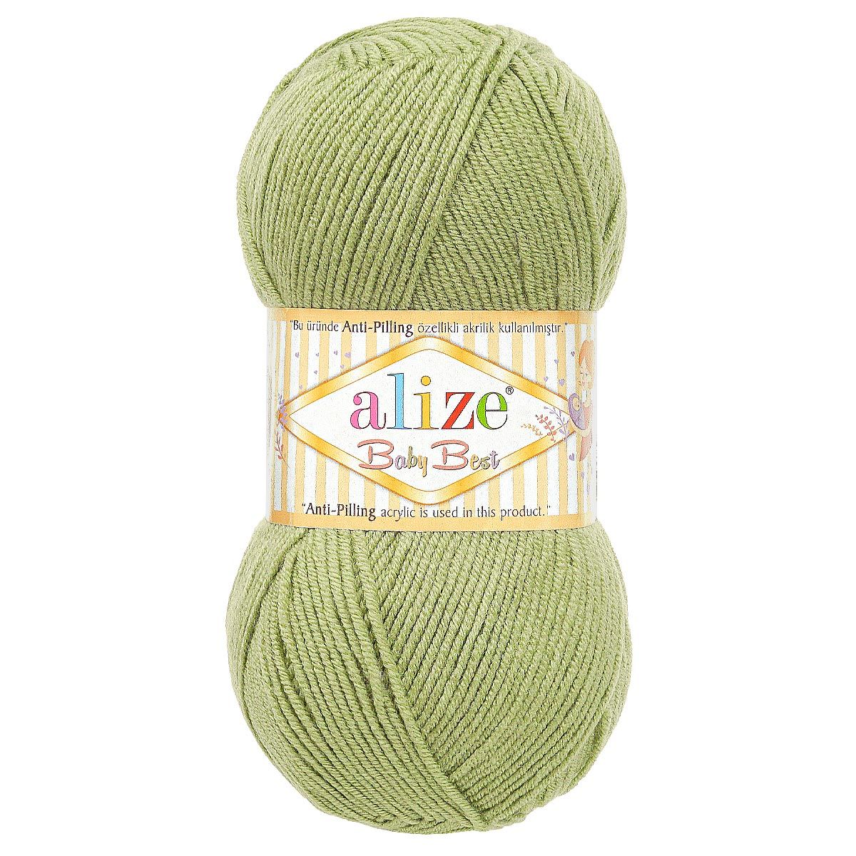 Пряжа для вязания Alize baby best бамбук акрил с эффектом антипиллинг 100 г 240 м 485 зеленная трава 5 мотков - фото 4