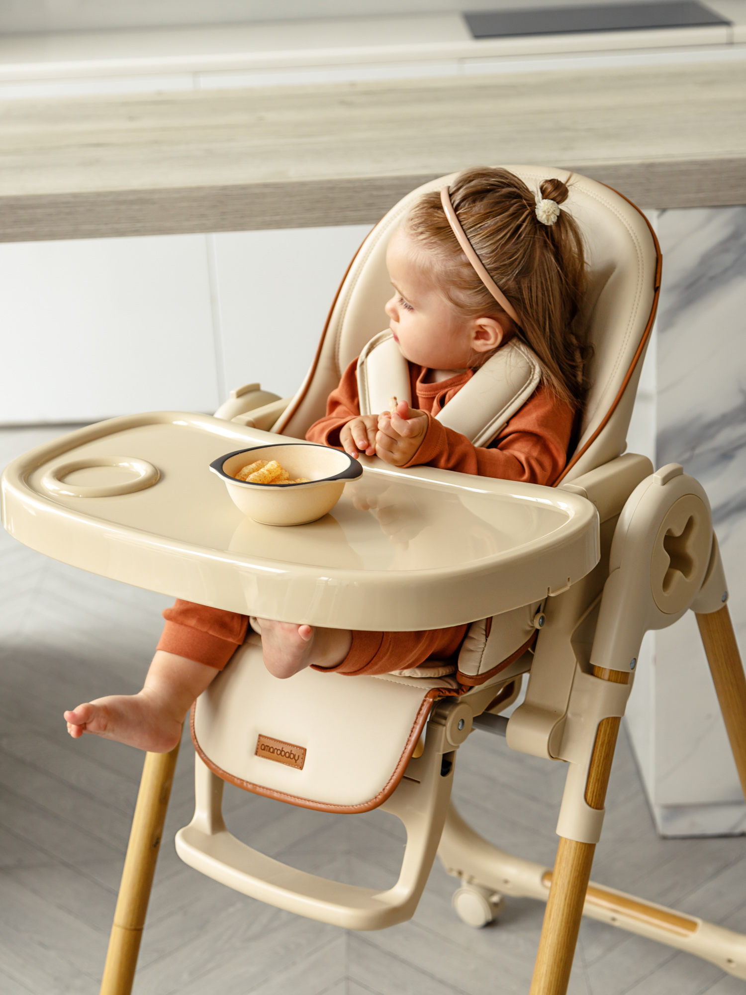 Стульчик для кормления Amarobaby Elegant бежевый - фото 16
