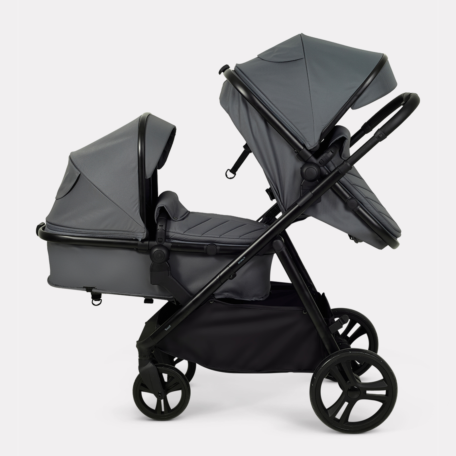 Коляска 2в1 для двойни Rant Basic Dualo серый - фото 4