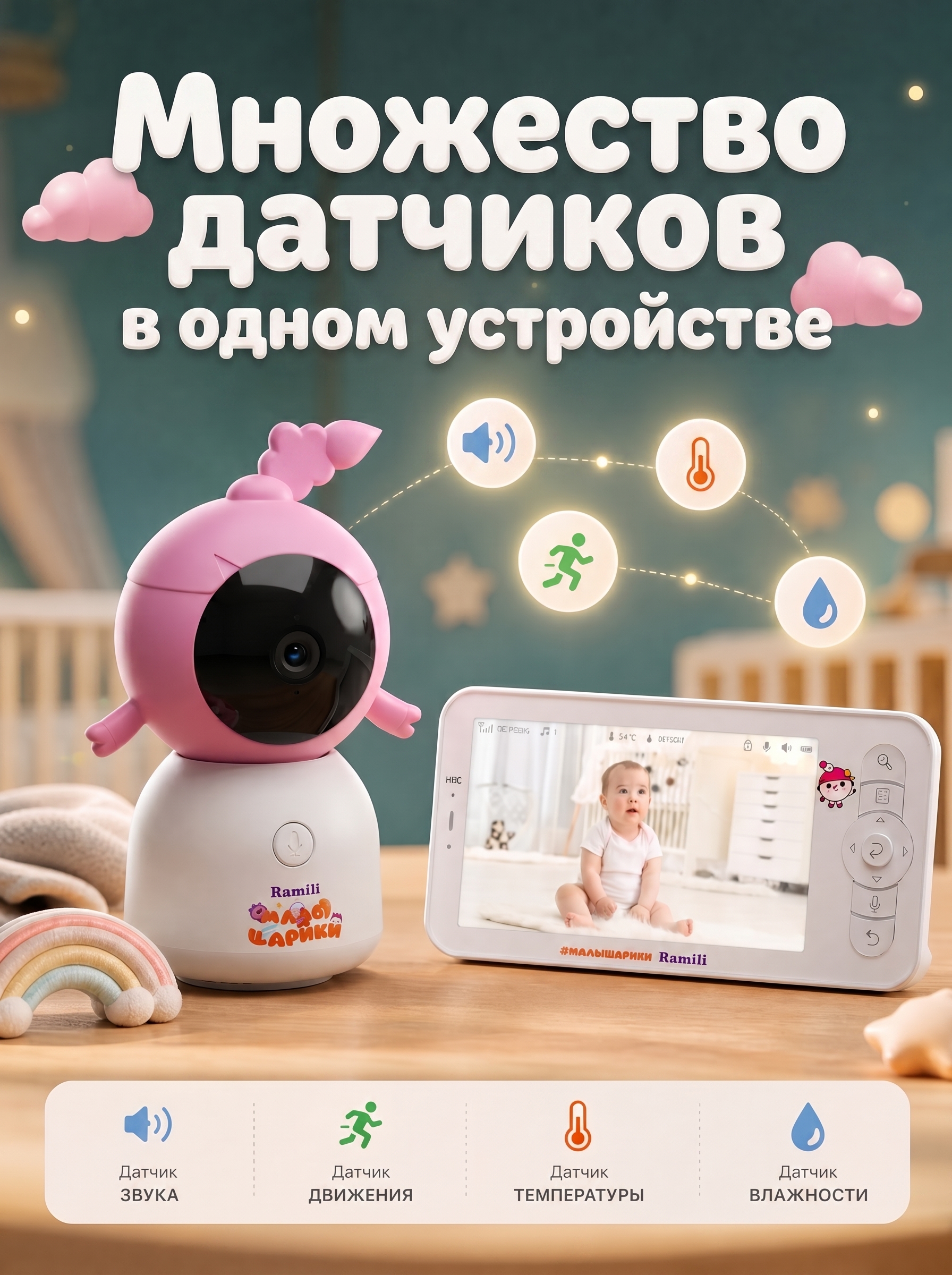 Видеоняня Ramili Малышарики Нюша с Wi-Fi и без - фото 4