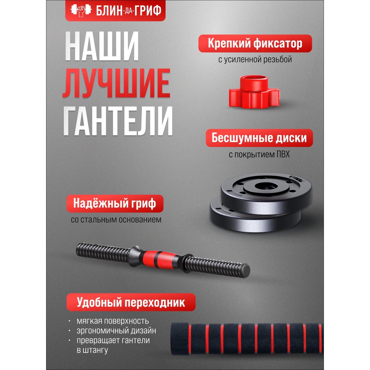 Набор блинов с грифом БлинДаГриф Гантель 12кг 2шт - фото 4